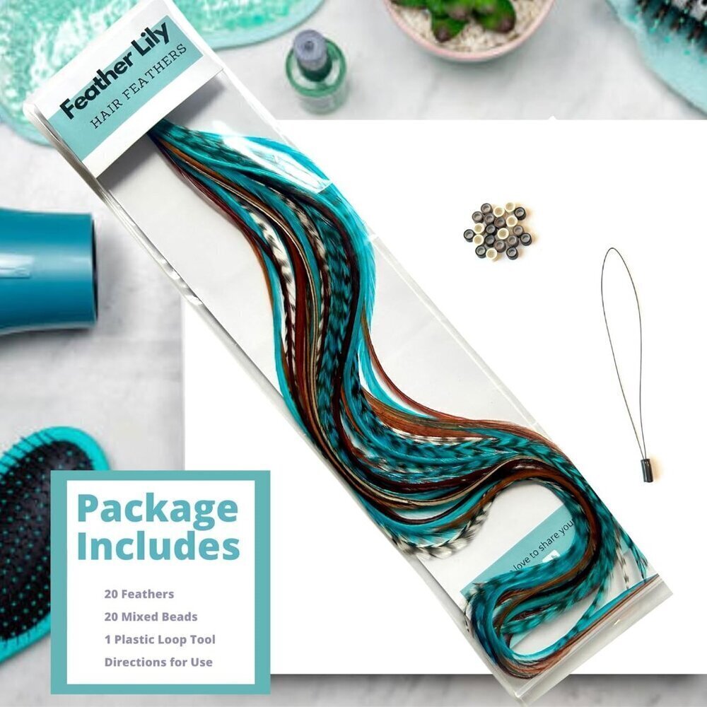 Hair Feathers Extensions Kit, Long Real Rooster Feathers for Hair with DIY Micro - Picture 5 of 6